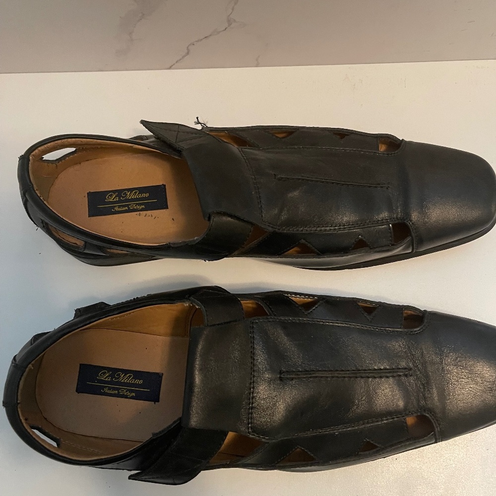 La Milan Italian Design Men Shoes Black - Size 14